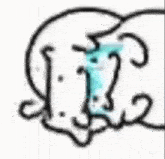 a drawing of a dog with a tear coming out of its eyes .