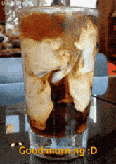 a glass of iced coffee says good morning
