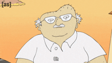 a cartoon man with glasses and a mustache says " oh "