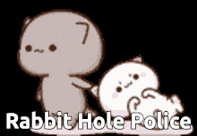 a rabbit hole police logo with two rabbits and a bear