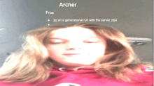 a blurred image of a girl with the word archer on the bottom