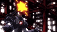 a robot with a flame coming out of it 's face