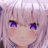 a girl with white hair and purple eyes is crying