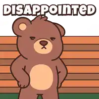 a brown teddy bear with disappointed written on it