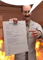 a man in a lab coat is holding a employment application
