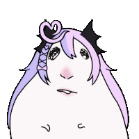 a drawing of a girl with purple hair and a heart in her hair