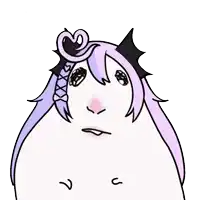 a drawing of a girl with purple hair and a heart in her hair