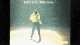 a picture of a man dancing with the words intro into billie jean below him