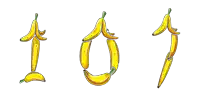 three bananas are arranged in the shape of the number 1