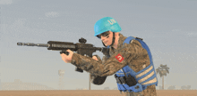 a soldier wearing a helmet that says un on it