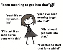 a cartoon of a girl talking about getting into that gf