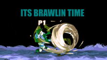 a cartoon of a girl in a boat with the words its brawlin time p1