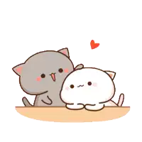 a couple of cartoon cats sitting next to each other with a red heart above them