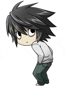 a chibi drawing of a boy with his eyes closed