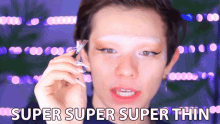 super super super thin very thin eyebrows eyeliner makeup tutorial