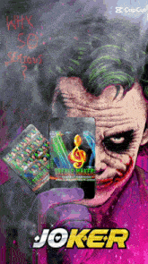 the joker is holding a card that says treble maker on it