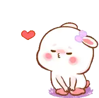 a cartoon of a bunny with a bow on her head and a heart above her head