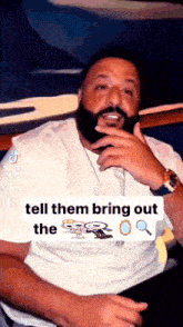 a man with a beard is talking to someone and says " tell them bring out the skeletons "