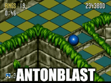 a video game called antonblast with a blue ball