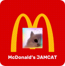 a mcdonalds logo with a picture of a cat on it