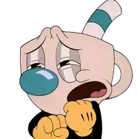 a cartoon character with a blue nose and a striped top