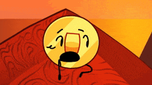 a cartoon drawing of a yellow circle with a face