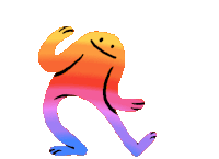 a colorful cartoon character with a smiling face
