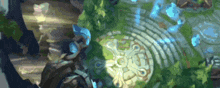 an aerial view of a video game map with a circle in the middle of the map .