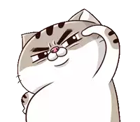 a cartoon cat is making a funny face with its paw