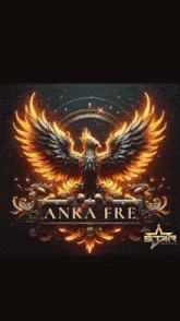 a picture of a phoenix with the words anka fre on the bottom