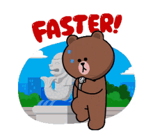 faster timer sea lion statue brown and cony