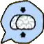 a speech bubble with a brain and two arrows pointing in opposite directions .