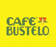a logo for cafe bustelo with a red heart in the middle