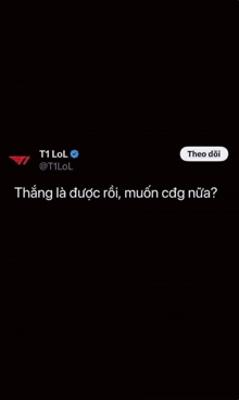 a screenshot of a tweet from t1 lol , a league of legends team , on a black background .
