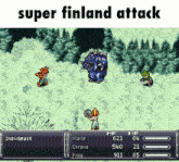 a screenshot of a video game with the words super finland attack