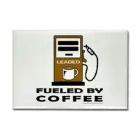a gas pump with a cup of coffee in it and the words `` fueled by coffee '' .