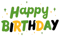 a green and yellow happy birthday sign with stars