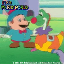 a cartoon of mario and yoshi from the super mario world