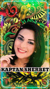 a painting of a woman with the words kaptan sherbet on the bottom