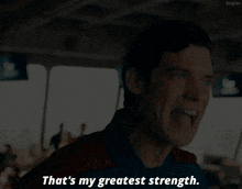 a man says that 's my greatest strength in front of a kepler logo