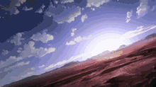 a purple sky with clouds over a desert landscape