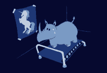exercise rhino unicorn treadmill working out