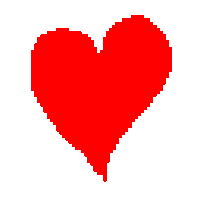 a pixel art of a broken heart with a white arrow going through it