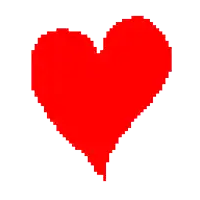 a pixel art of a broken heart with a white arrow going through it