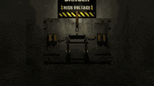 a sign that says high voltage is above a light switch .