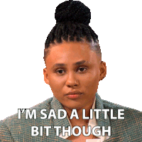 a sticker of a woman with dreadlocks says i 'm sad a little bit though