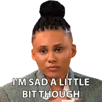 a sticker of a woman with dreadlocks says i 'm sad a little bit though