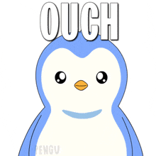 a cartoon of a penguin says ouch