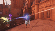 a person in a video game says hi while holding a sword .