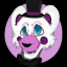 a pink and white bear wearing a top hat and a bow tie .